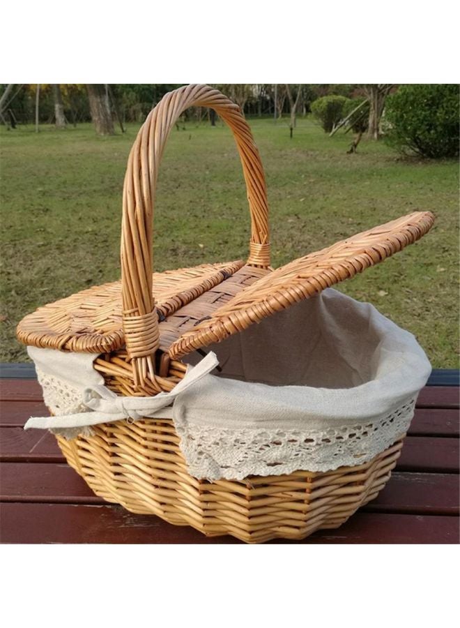 Woven Vintage Picnic Basket With Lid