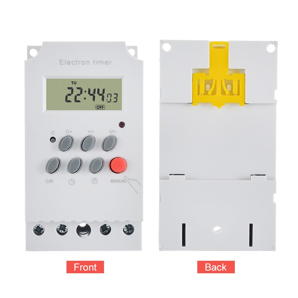 AC 220V 25A Din Programmable Electronic Digital Timer Switch White 15 x 7 x 12cm