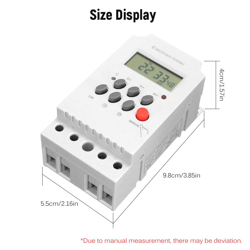 AC 220V 25A Din Programmable Electronic Digital Timer Switch White 15 x 7 x 12cm