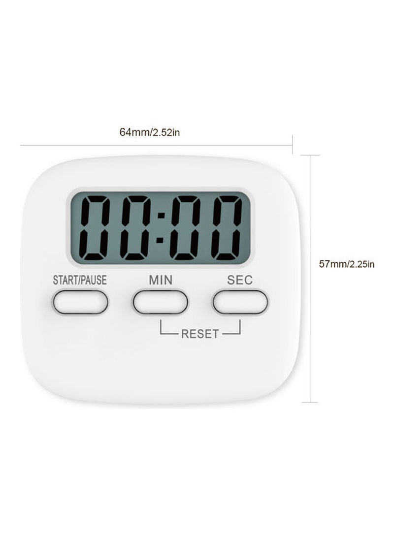 Portable Digital Kitchen Timer Magnetic Cooking Countdown Alarm With LCD Screen Stand White 6.5cm