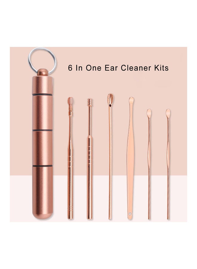 6pcs/set Ear Cleaner Kits Stainless Steel Earpick Wax Remover Curette  Ear Pick Ear Cleaner Spoon Spiral Ear Clean Tool Silver