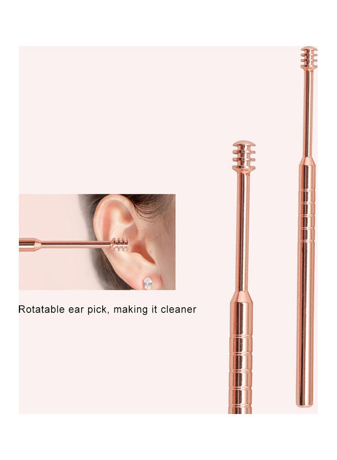 6pcs/set Ear Cleaner Kits Stainless Steel Earpick Wax Remover Curette  Ear Pick Ear Cleaner Spoon Spiral Ear Clean Tool Silver