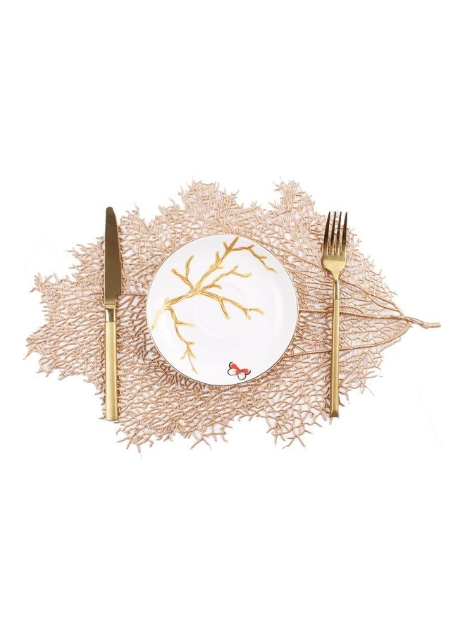 Decorative Heat Resistant Leaf Pattern Table Placemat Gold 56x38cm