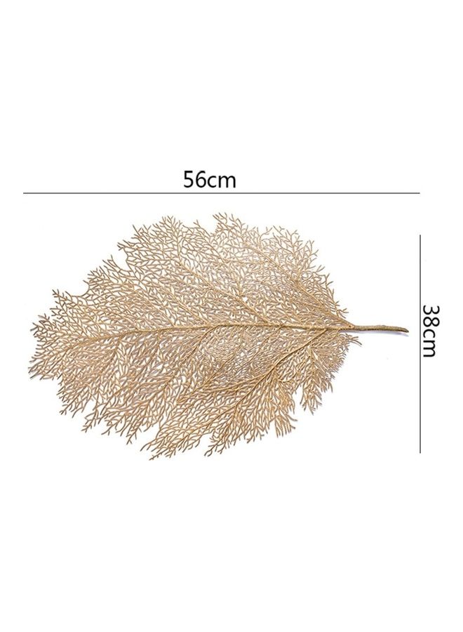 Decorative Heat Resistant Leaf Pattern Table Placemat Gold 56x38cm