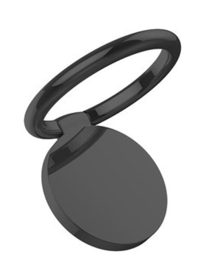 Metal 360 Degree Rotation Adhesive Finger Ring Phone Holder Black
