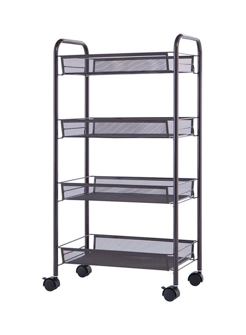 4-Tier Mesh Wire Rolling Multifunction Utility Cart Trolley With Hook Black 81*15*29cm
