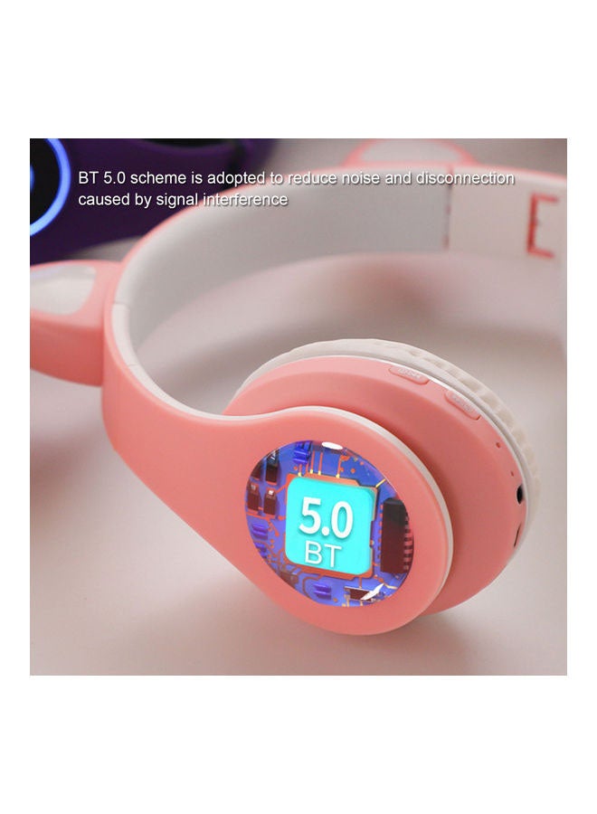 B39 Cat Ear Glowing Wireless BT5.0 Headphone Pink