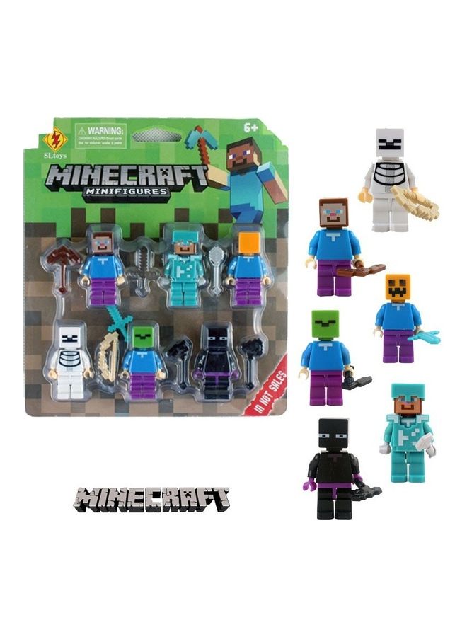 6-Pieces JMD Minecraft Mini Action Figure Toys Set With Weapons 18cm