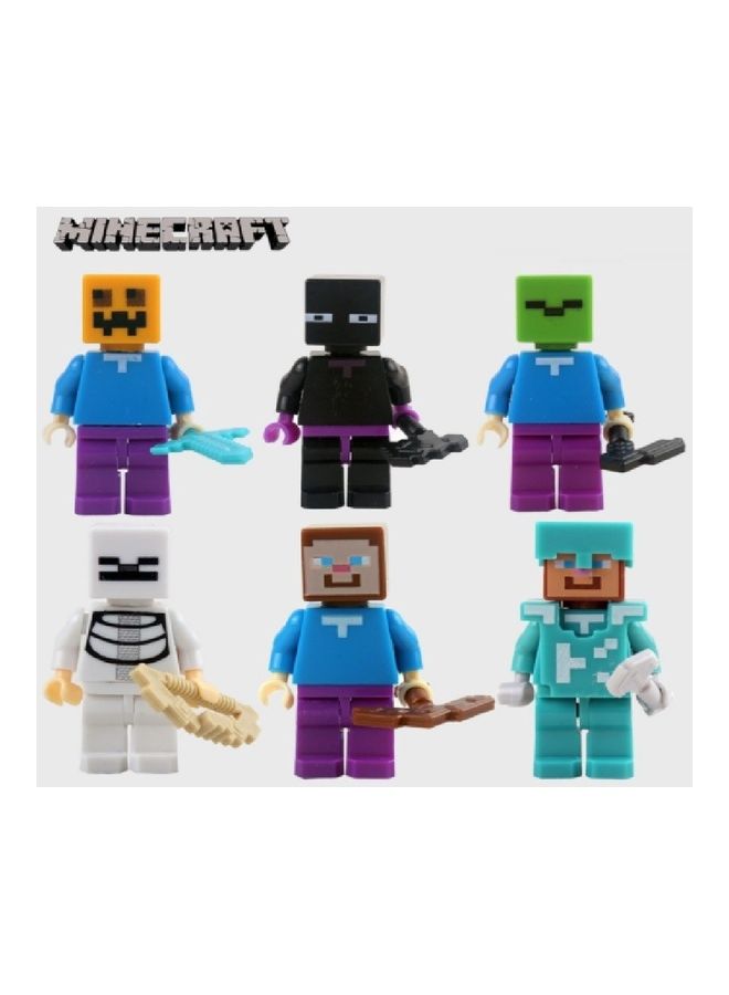 6-Pieces JMD Minecraft Mini Action Figure Toys Set With Weapons 18cm
