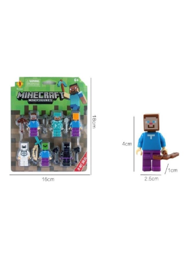 6-Pieces JMD Minecraft Mini Action Figure Toys Set With Weapons 18cm