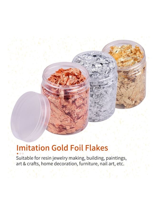 Pack Of 3 Imitation Foil Flakes Copper/Gold/Silver
