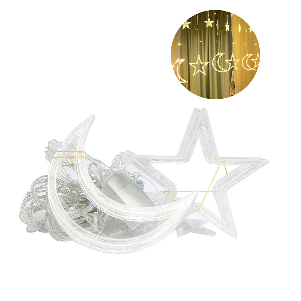 European Standard 138 Lamp 3 Stars 3 Moon and 6 Small Five-pointed Star Curtain Light White 30x7x20cm