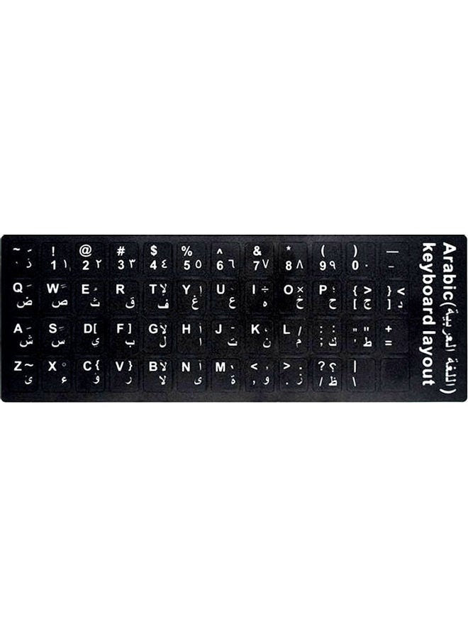 Arabic Replacement Keyboard Sticker With Big Letters Non-transparent Universal For Laptop Notebook Black 21.5 x 2 x 7.5cm