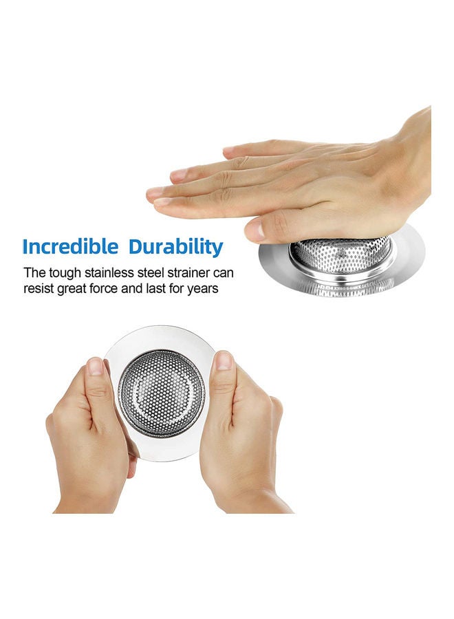 2 Pieces Stainless Steel Kitchen Sink Strainer with Lid Anti-clogging Block Food Particles silver 15.00*6.00*15.00cm