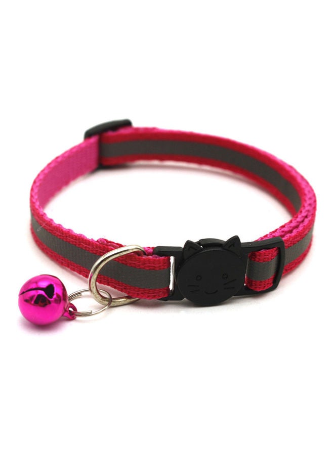 Reflective Patch Release Buckle Bell Tightness Pet Collar Red/Grey 15 x 1cm