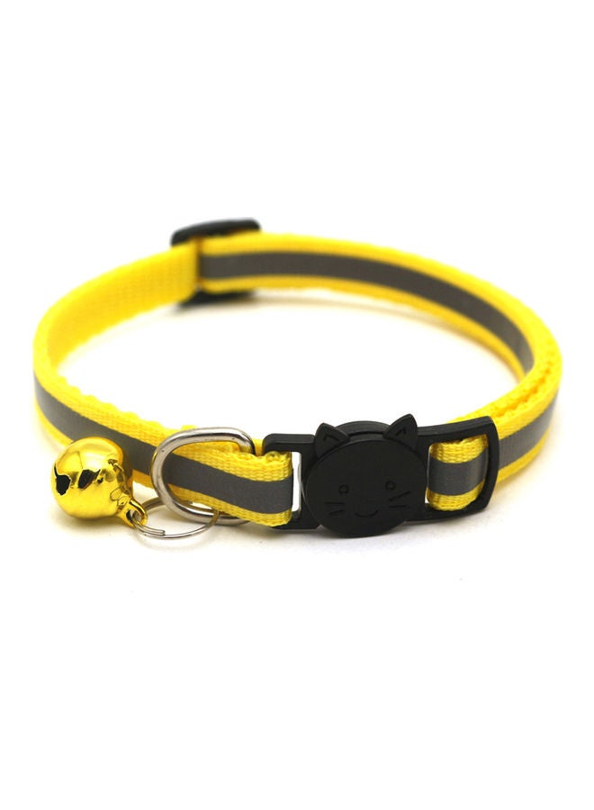 Reflective Patch Release Buckle Bell Tightness Pet Collar Yellow/Grey 15 x 1cm