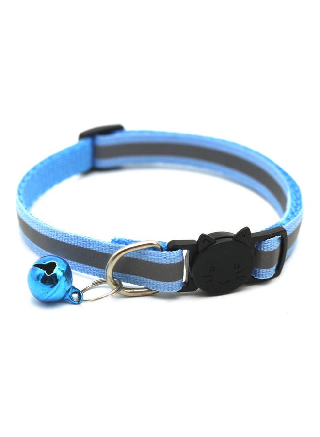 Reflective Patch Release Buckle Bell Tightness Pet Collar Blue/Grey 15 x 1cm