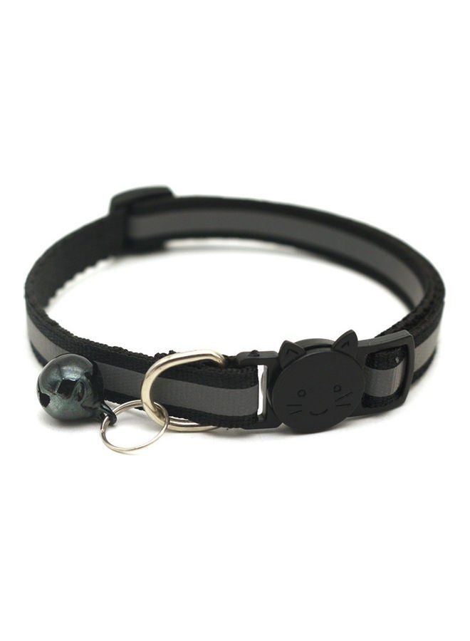 Reflective Patch Release Buckle Bell Tightness Pet Collar Black/Grey 15 x 1cm