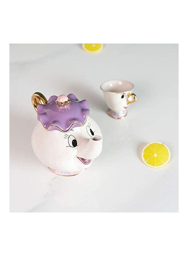 Beauty And The Beast Teapot Mug Set Beige/Purple Pot(500), Cup(50)ml