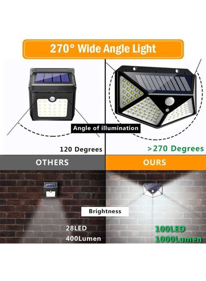 100 LED Solar Motion Sensor Power Light Black 130x95mm
