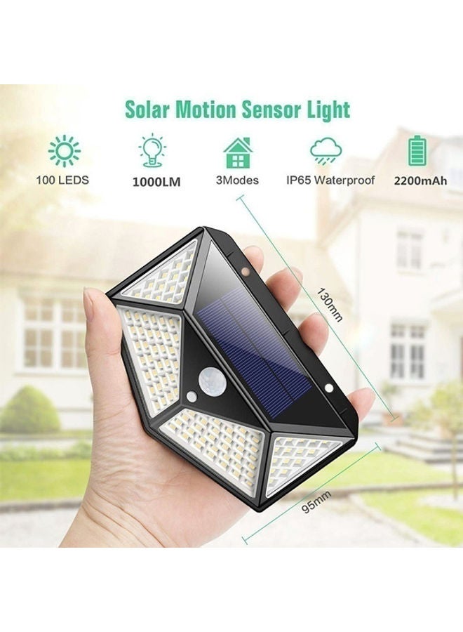 100 LED Solar Motion Sensor Power Light Black 130x95mm