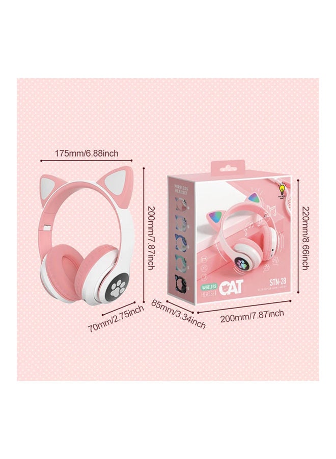 Over Ear Music Glowing Cat Ear Headphones Pink