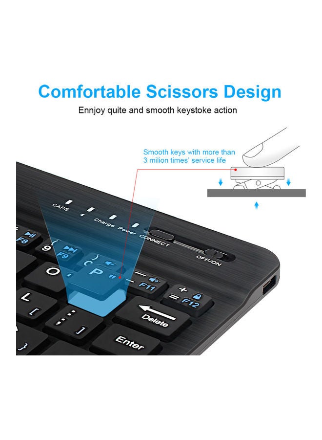 3-System Switch Multi-Language Universal Type Laptop Ipad BT Keyboard Mouse Suit Black