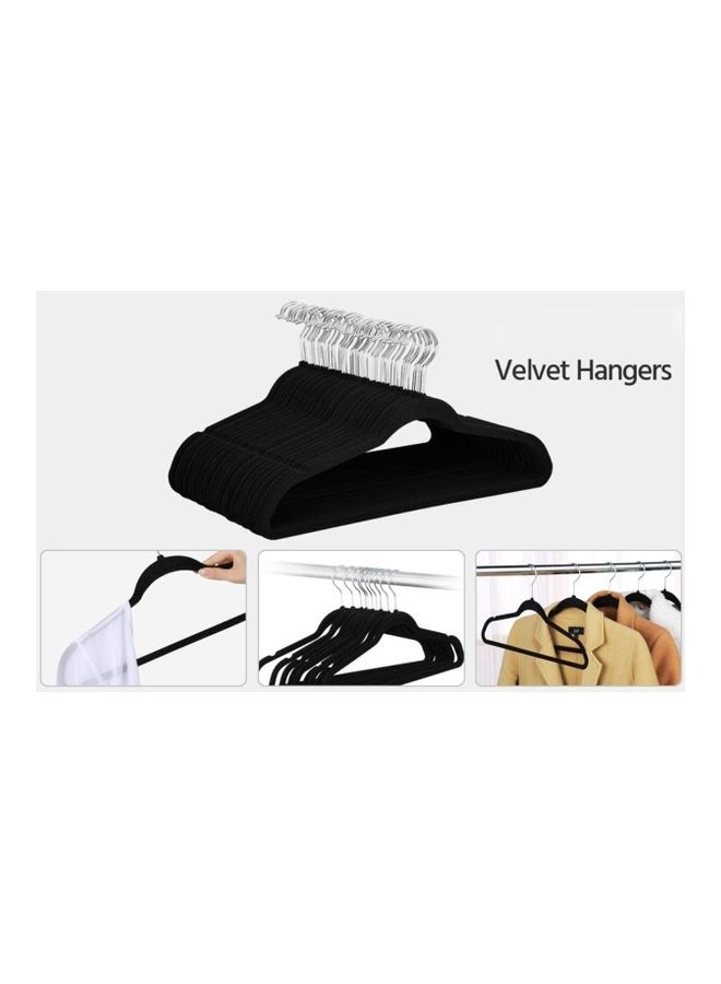30-Piece Non-Slip Velvet 360 Degree Swivel Hangers Set Black/Silver 40cm