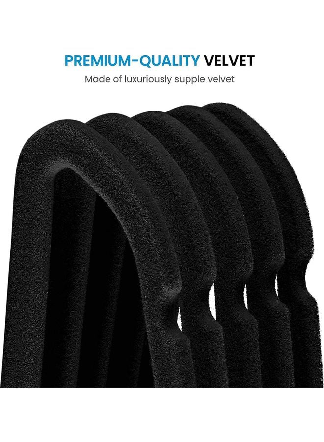 30-Piece Non-Slip Velvet 360 Degree Swivel Hangers Set Black/Silver 40cm