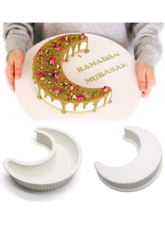 Moon Shape Silicone Cake Mold White 9.05x7x2.08inch