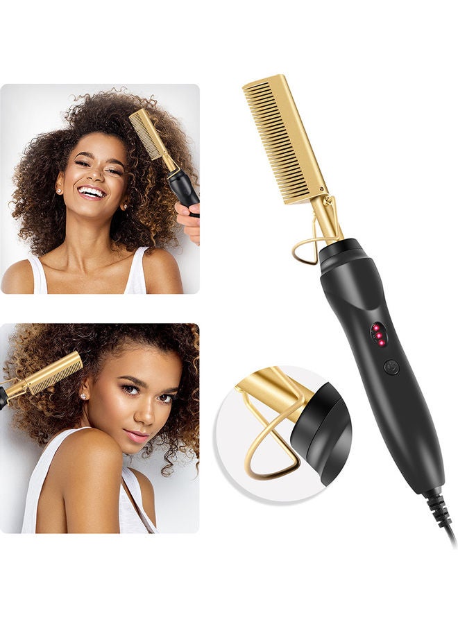 Portable Electric Dual Use Straight Comb Black/Golden