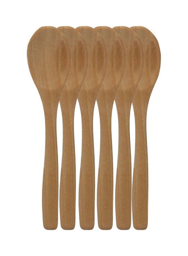 Set Of 6 Pieces Wooden Spoons Beige