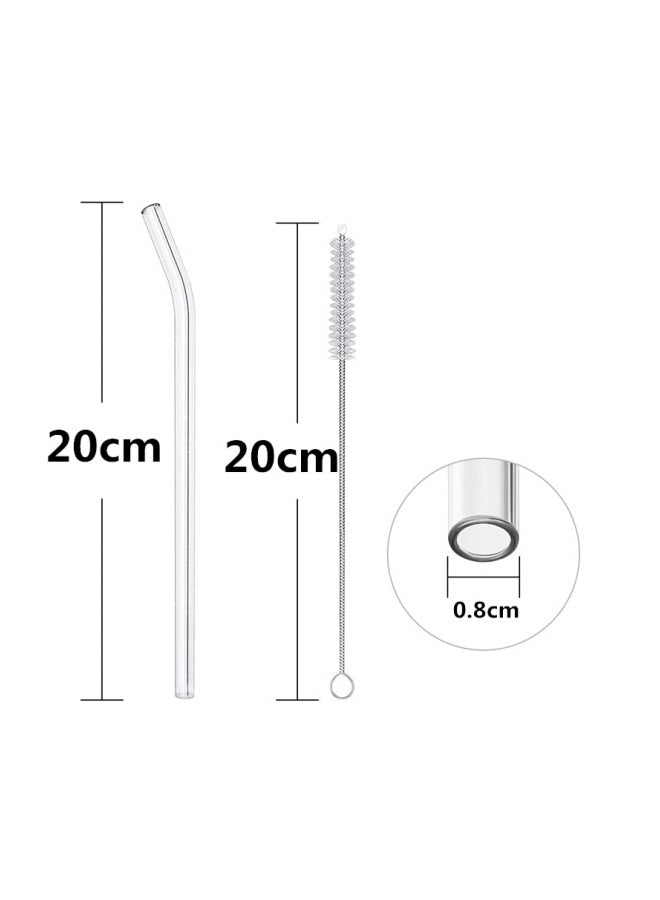 4- Reusable Transparent Glass Drinking Straws Clear 20cm
