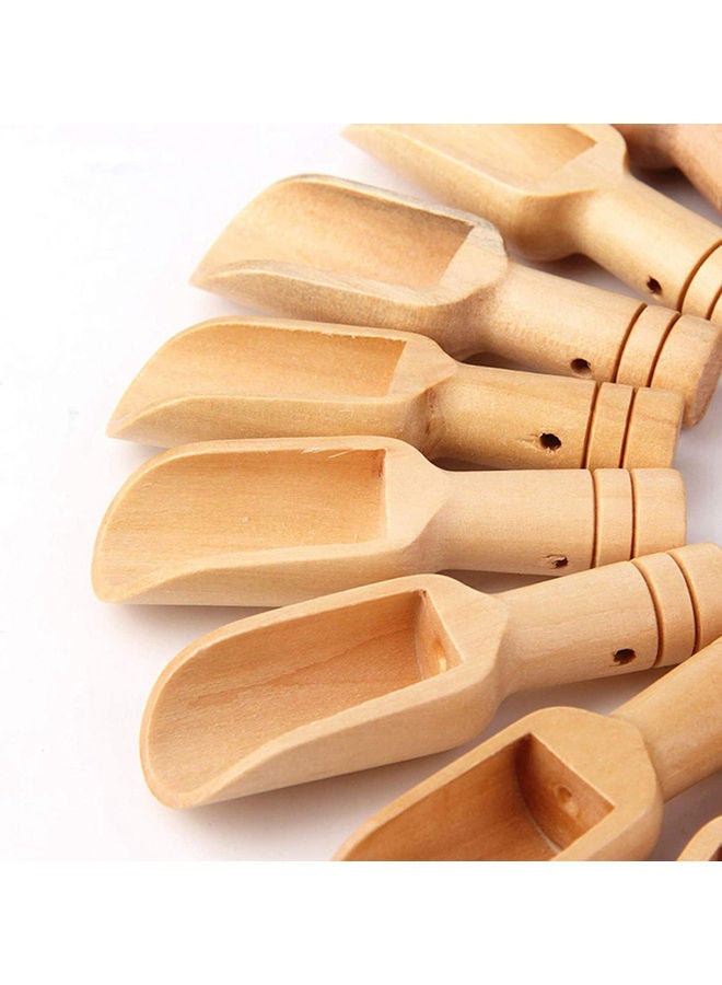 10-Piece Long Handle Wooden Spoon Beige