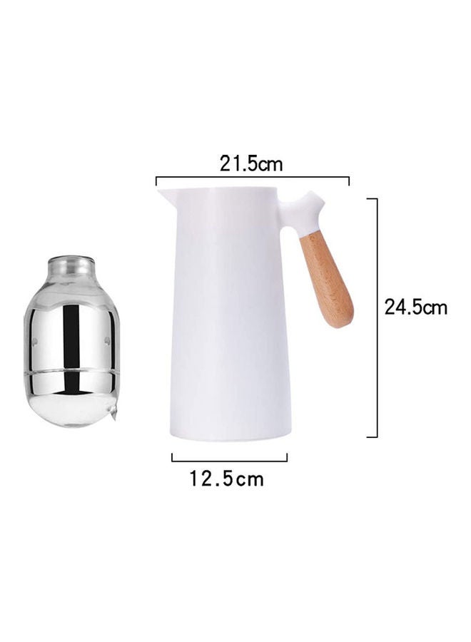 Insulated Uvacuum Thermal Jug Flask With Push Button Pourage White
