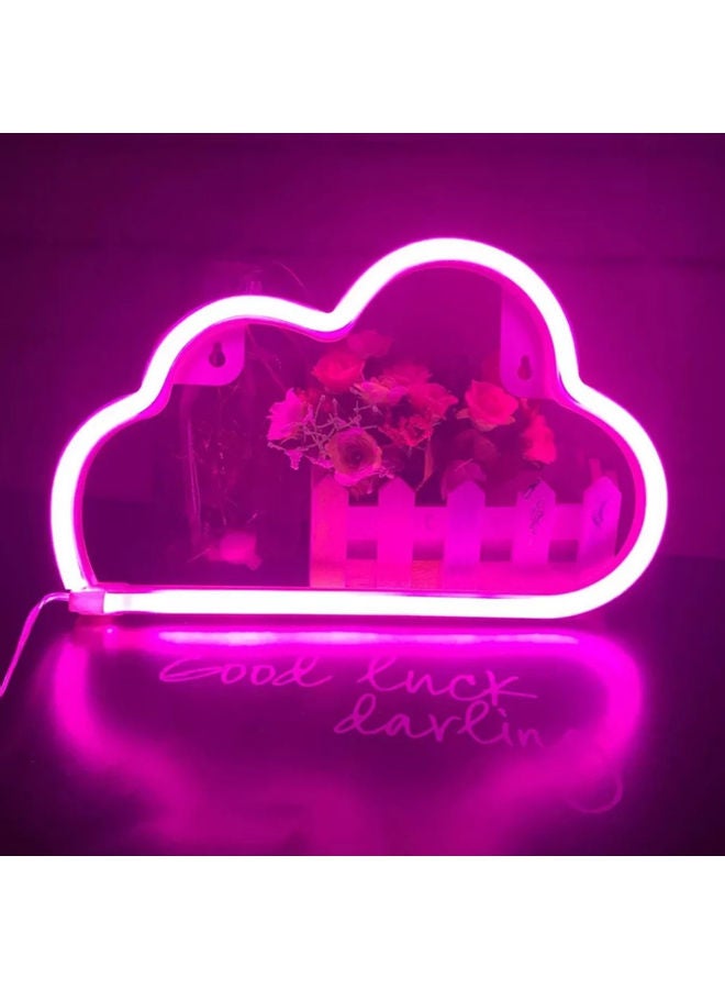 Neon Led Cloud Sign Shaped Wall Decor Light Pink 30x18.5x2.5cm