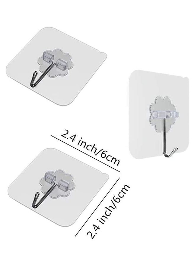 20-Piece Heavy Duty Self-Adhesive Hooks Clear/Silver 6x6cm