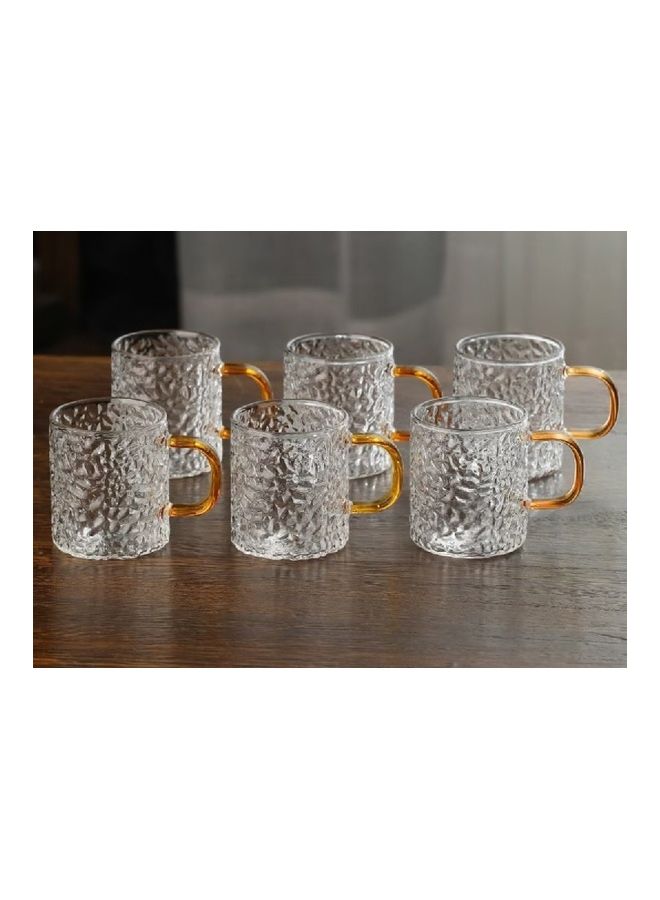 6-Piece Borosilicate Glass Tea Cup Clear/Gold