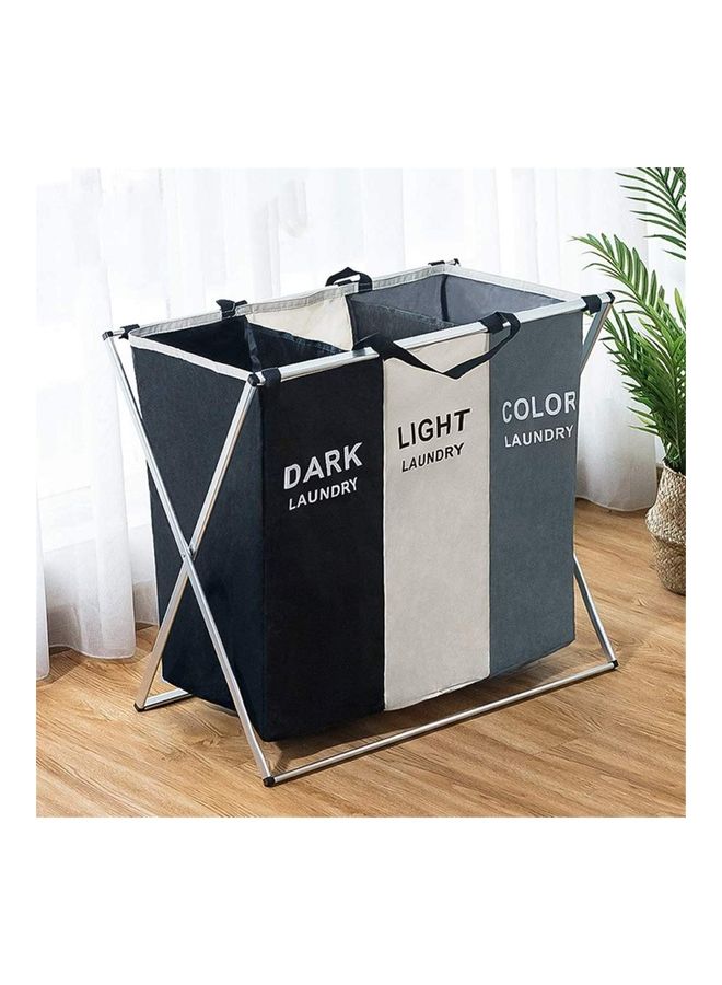 3-Section Laundry Basket Black/White/Grey 137L