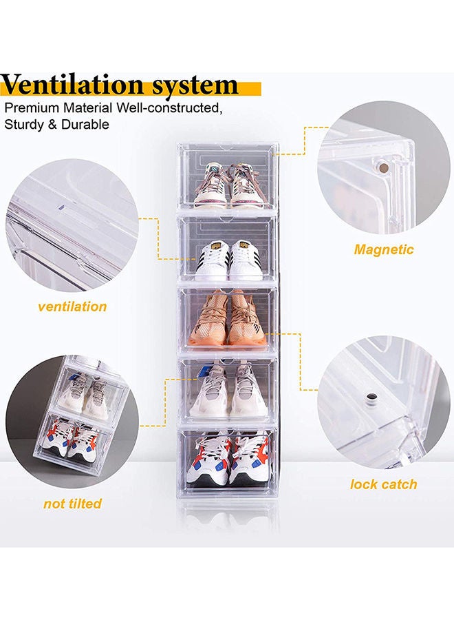 3-Piece Stackable Shoe Box Set Clear/White 13.5x7.5x10.6inch
