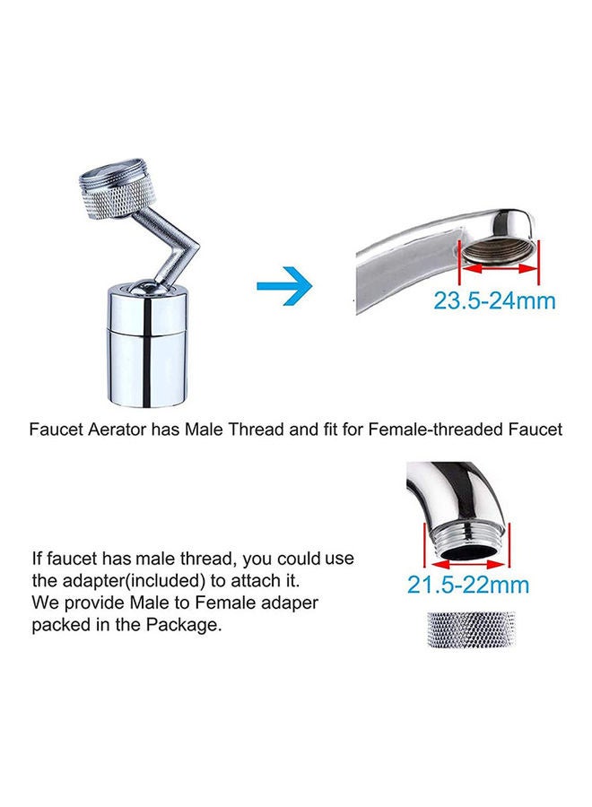 720 Degree Swivel Sink Faucet Aerator Silver 9x2.5x2.5cm