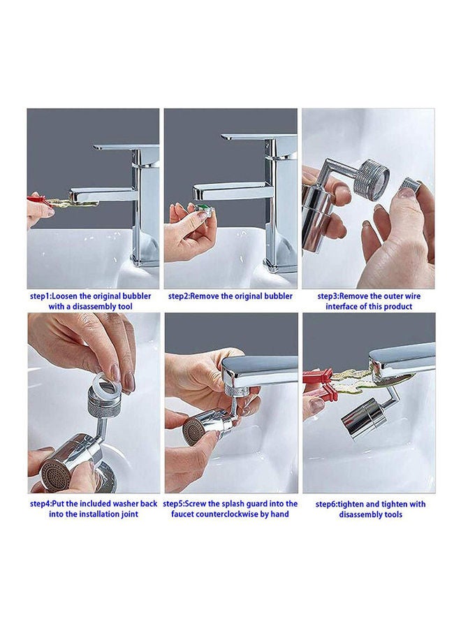 720 Degree Swivel Sink Faucet Aerator Silver 9x2.5x2.5cm