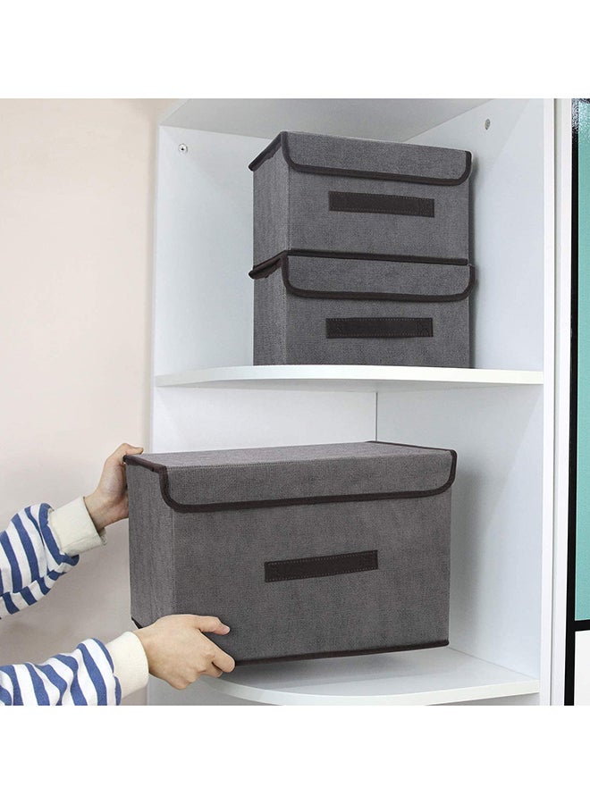 Pack Of 2 Foldable Storage Box With Lid Grey 36x23x24cm