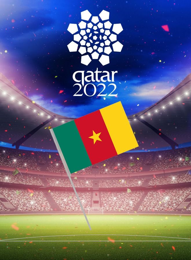 Camaroon Hand Waving National Flag Football 2022 World Cup