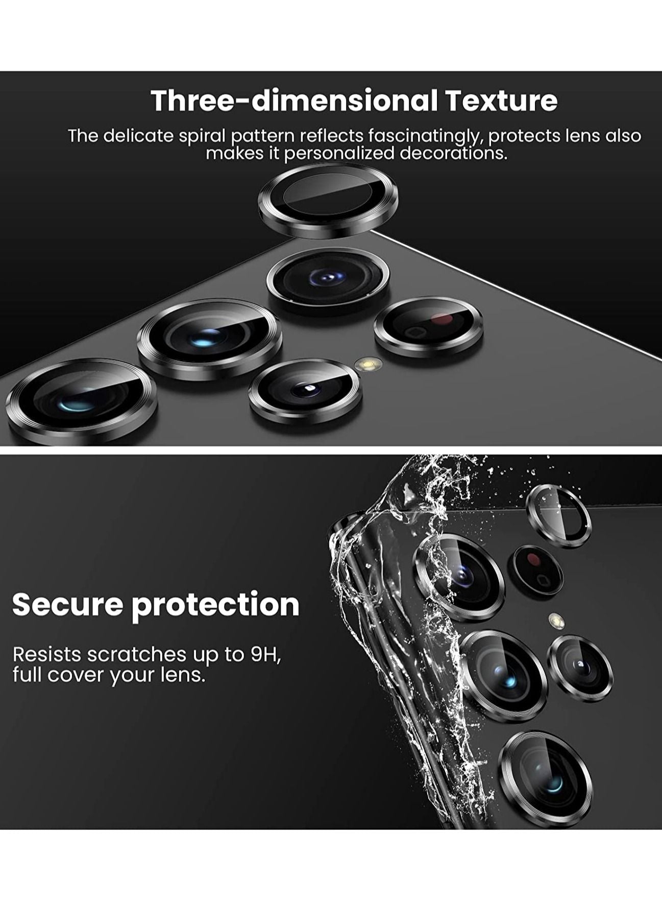 Camera Lens Glass Protector With Ring For Samsung Galaxy S22 Ultra - Black